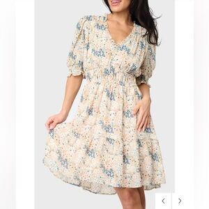 Worn Once GibsonLook Everybody V-Neck Ruffle Detail Dress